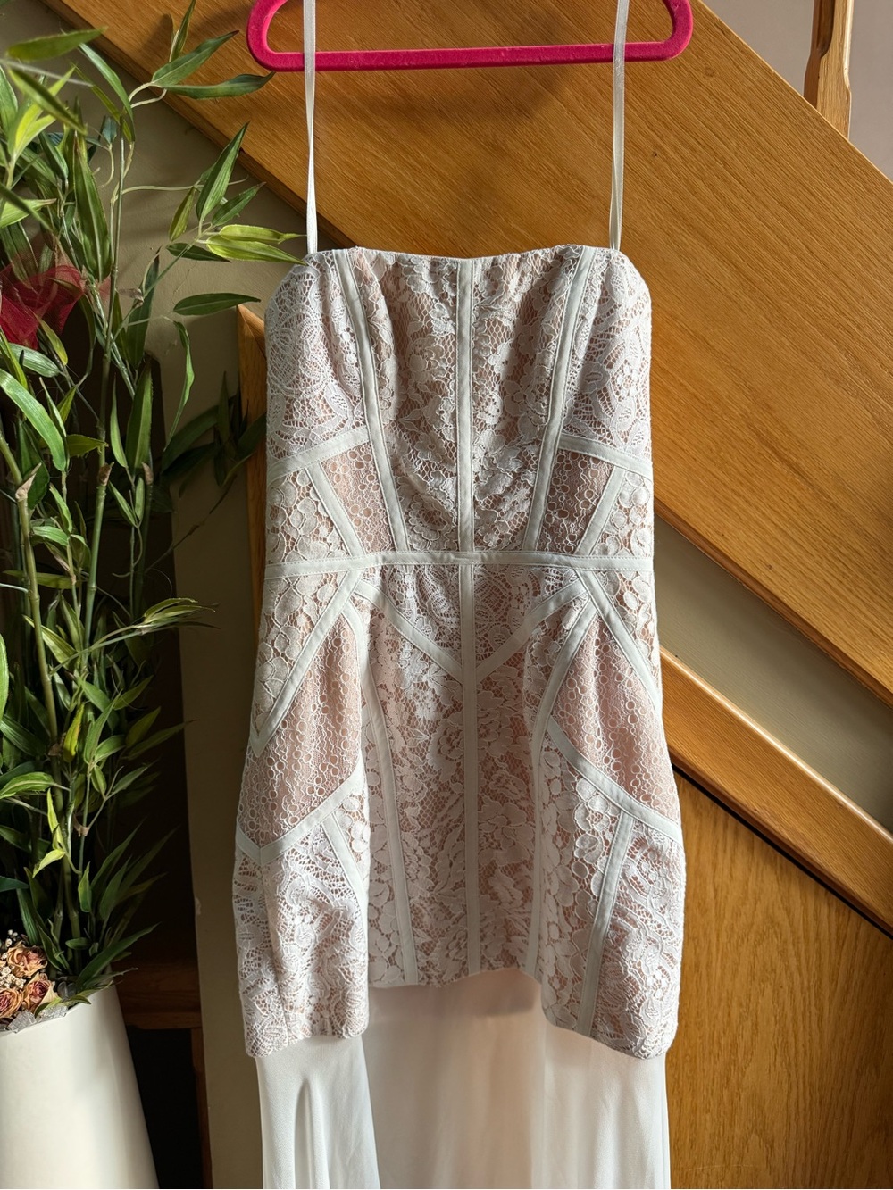 BCBGMAXAZRIA Ivory Lace Corset Midi Dress | Size 0 | Romantic Occasion Dress